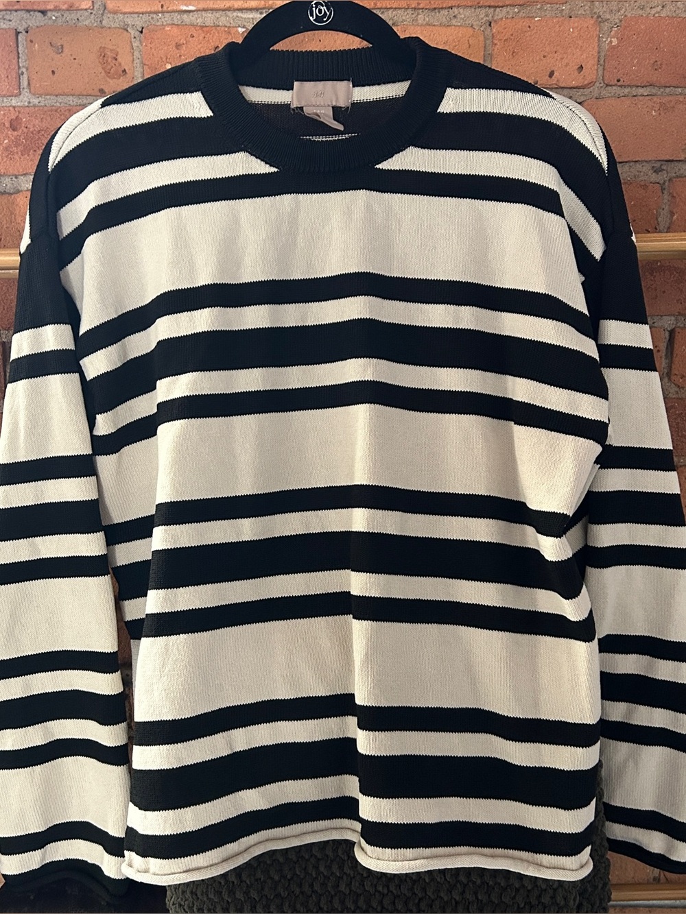 H&M Black & Cream Striped Sweater